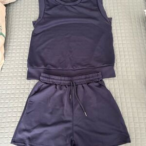 Navy Sleeveless Top and Shorts Set